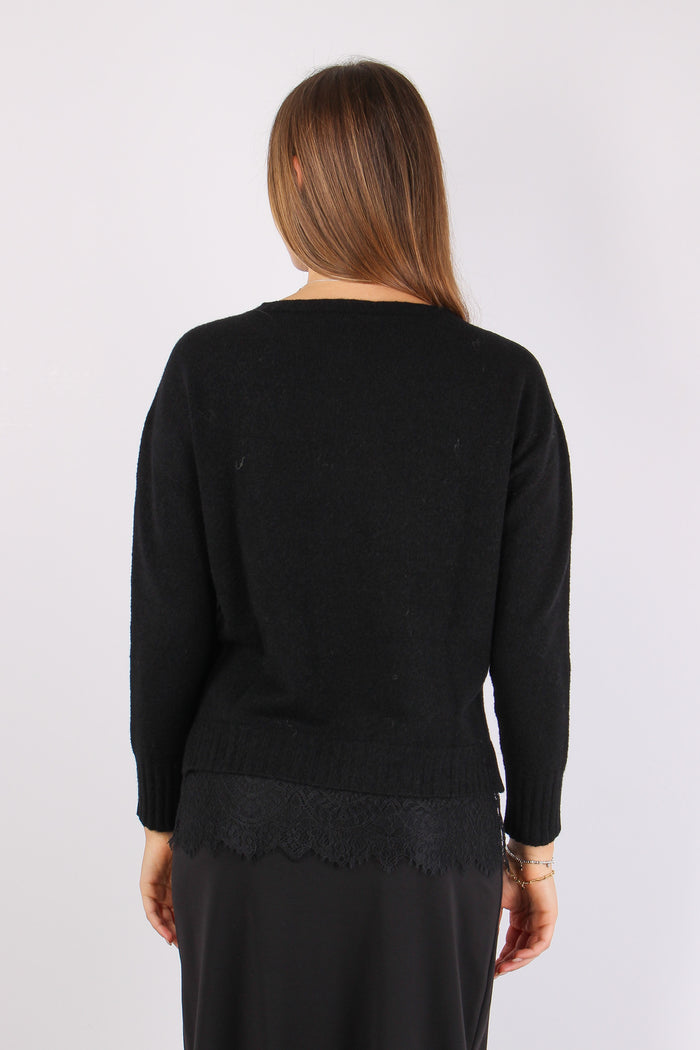 Maglia Viscosa Fondo Pizzo Nero-4