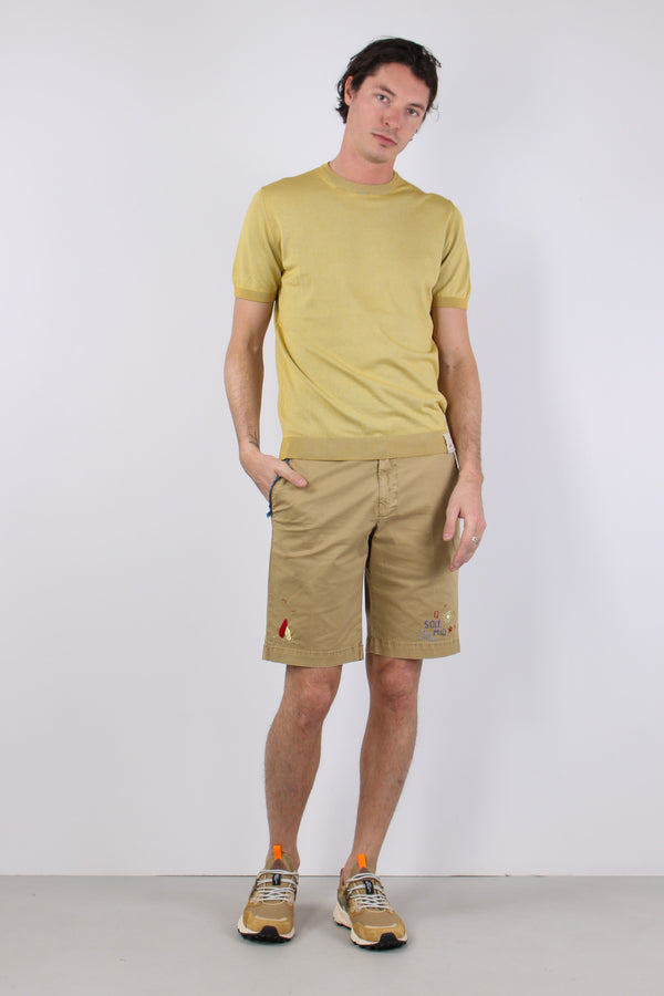 Maglia M/m Filo Reversibile Mostarda/argento