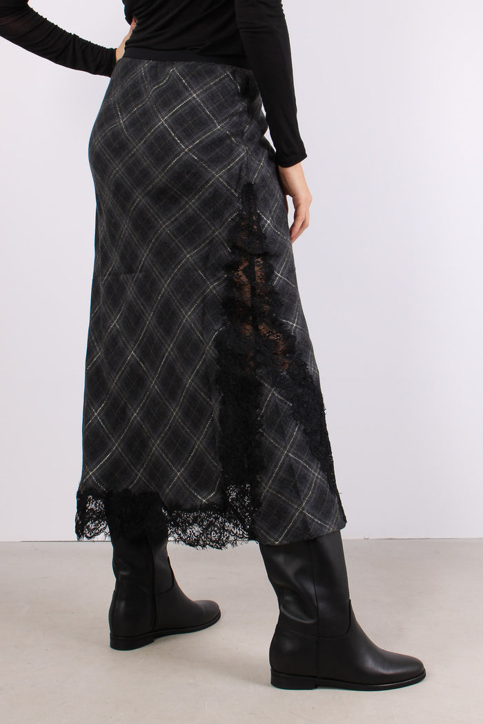 Exaltacion Gonna Check Pizzo Multi Grigio-8