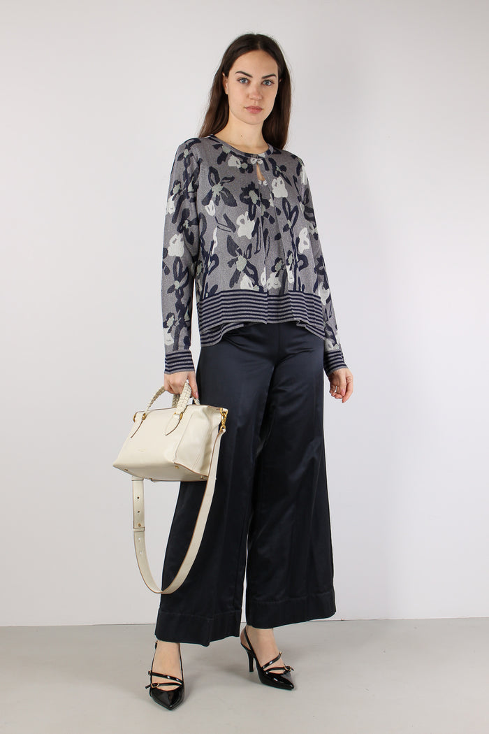 Cardigan  Jacquard Lurex Blu/salina-5