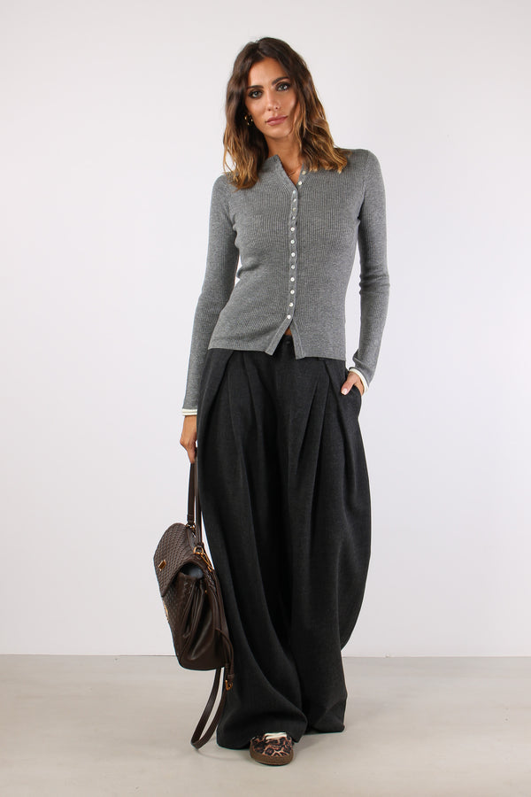 Maglia Costina Bottoncini Grigio