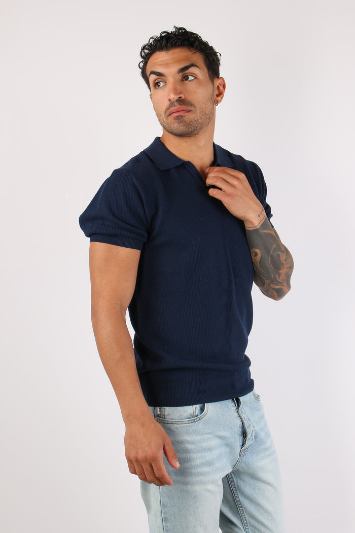 Polo Derby Punto Riso Blu Navy-3