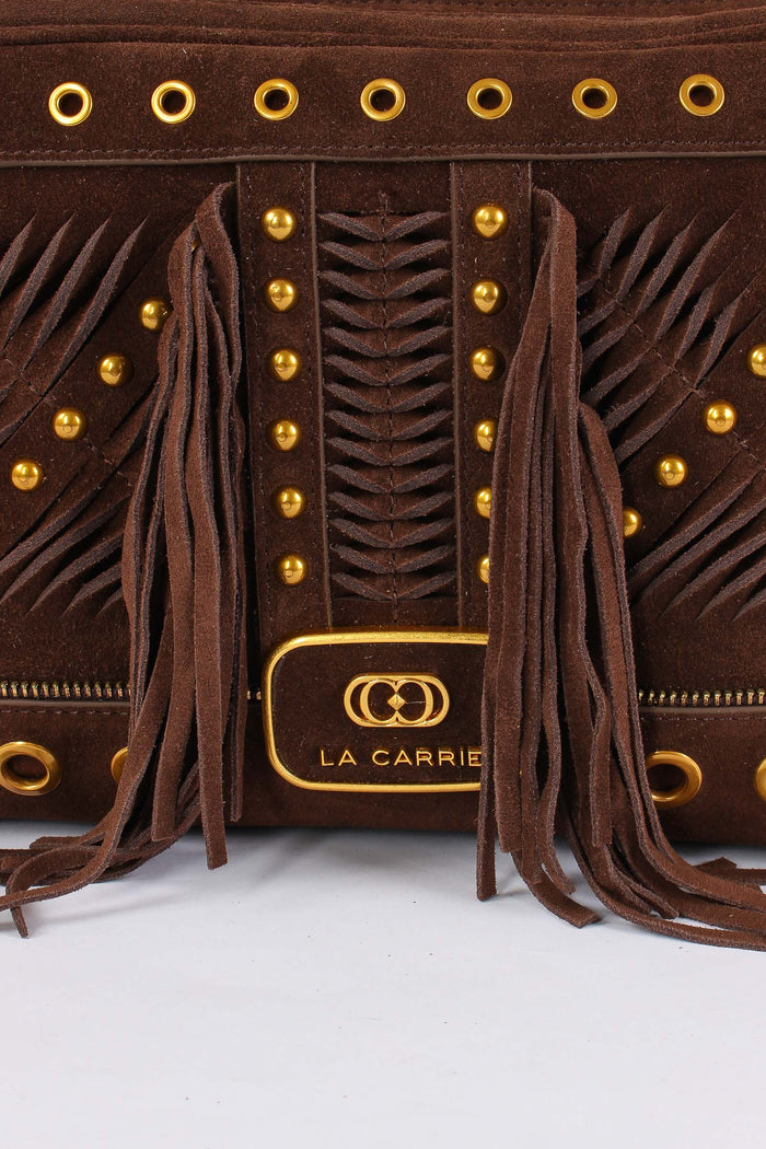 Bauletto Camoscio Frange Dark Brown-5
