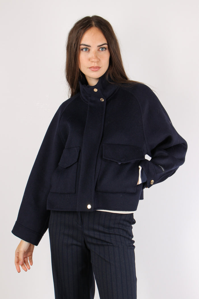 Giaccone Corto Tasche Blu-2