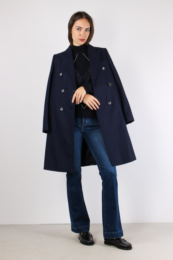 Cappotto Doppiopetto Gancio Blu