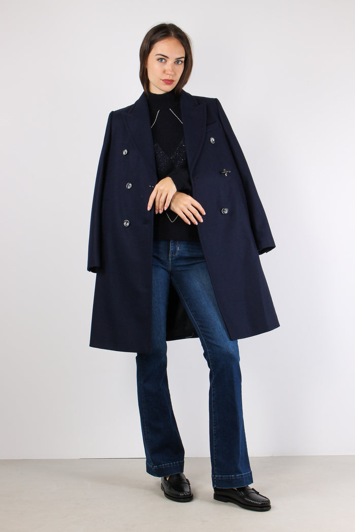 Cappotto Doppiopetto Gancio Blu