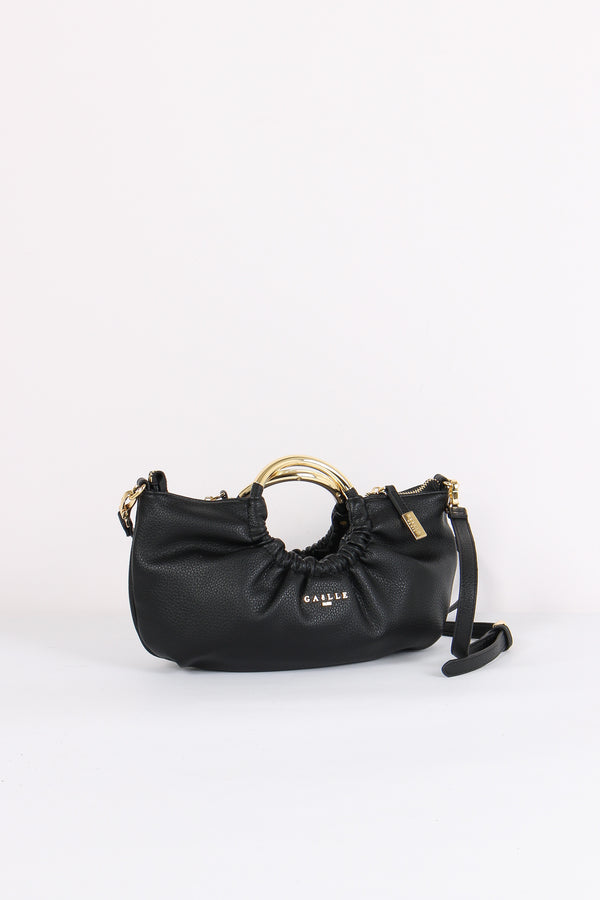 Borsa Arriccio Manico Anello Nero-2
