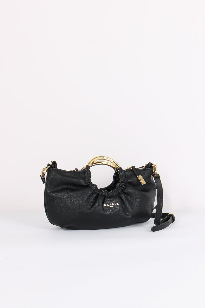 Borsa Arriccio Manico Anello Nero-2