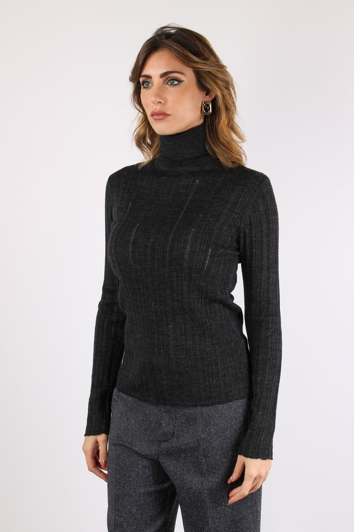 Maglia Collo Alto Smagliata Graphite-4