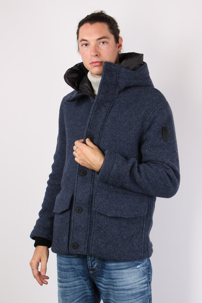 Cappotto Lana Boucle Navy Blue-4