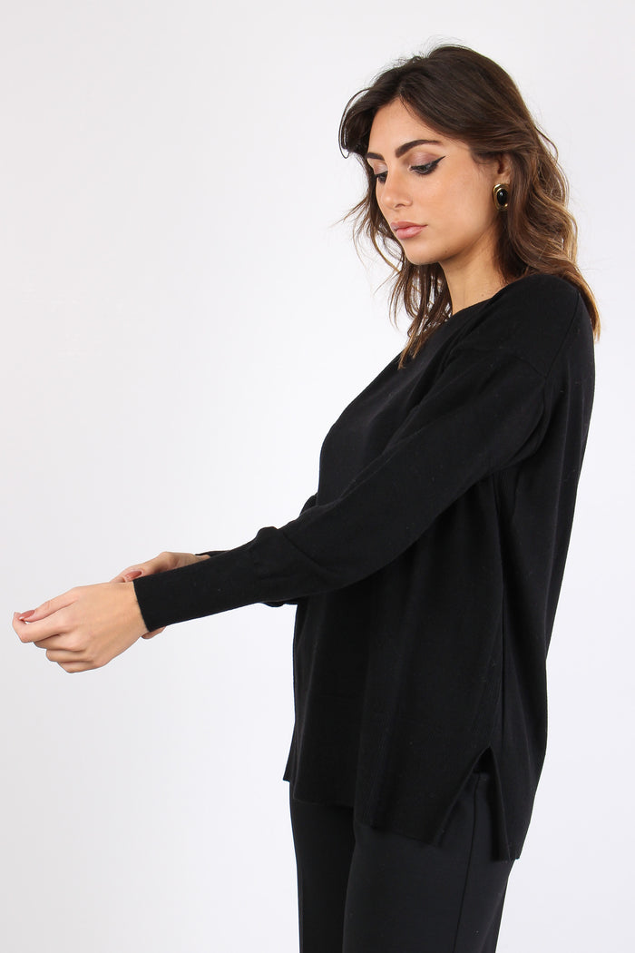 Maglia Over Viscosa Nero-6