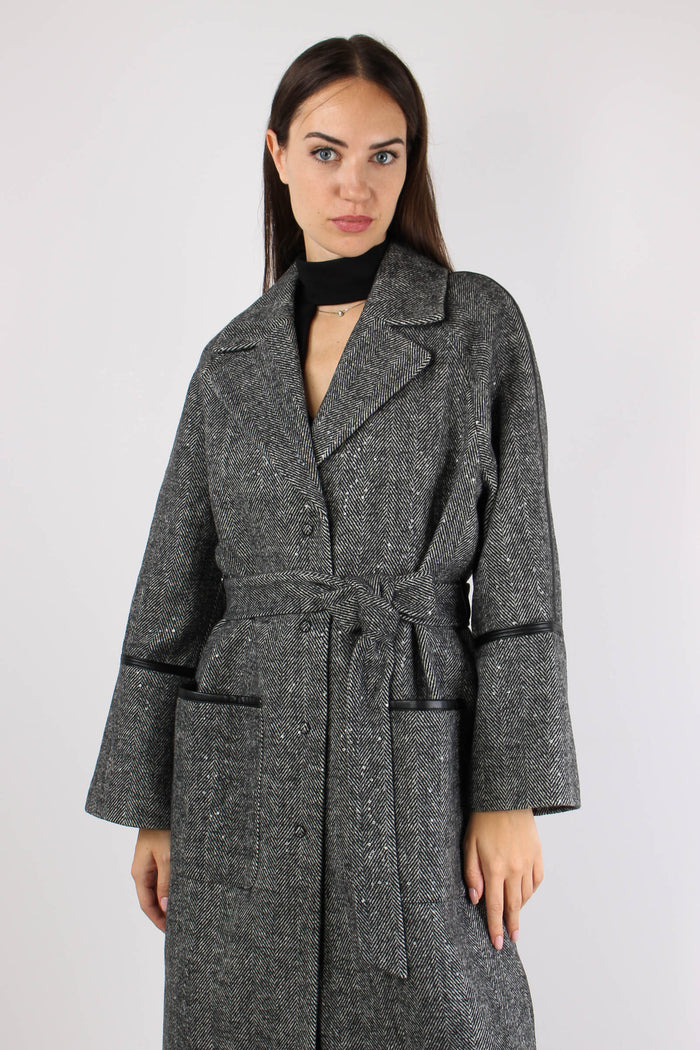Cappotto Cintura Resca Grey Spinato-3