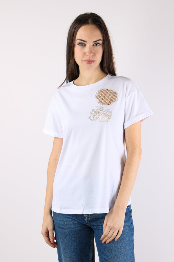 T-shirt Stampa Conchiglia Bianco Shell