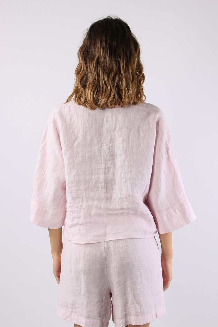 Camicia Cropped Manica 3/4 Rosa-4
