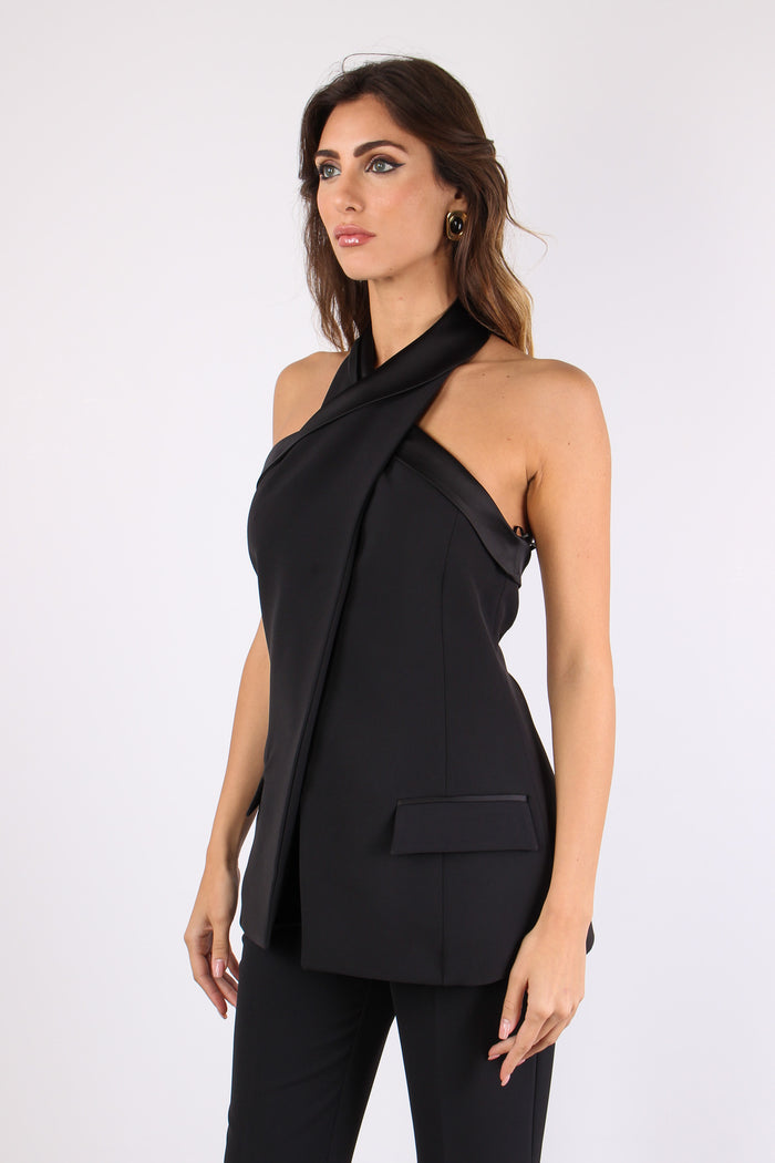 Gilet Incrocio Profilo Raso Black-5