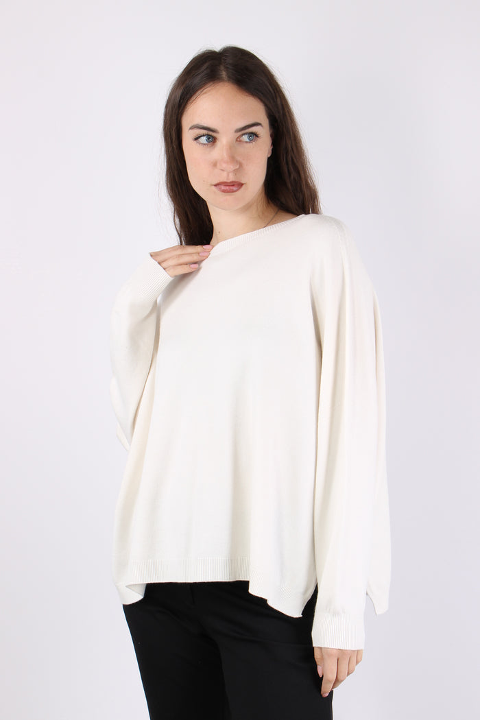 Maglia Girocollo Viscosa Off White-4