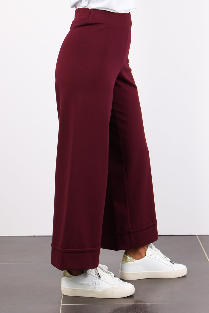 Pantalone Cropped Risvolto Bordeaux-6