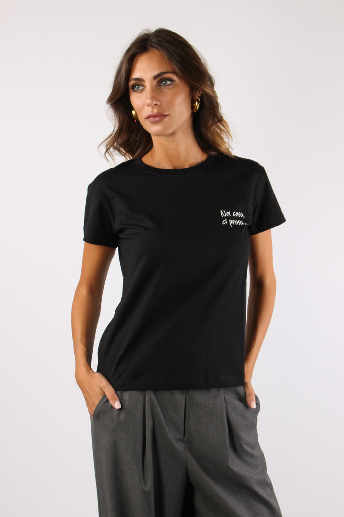 T-shirt Ricamo Nel Caso Ci Pe Nero-2
