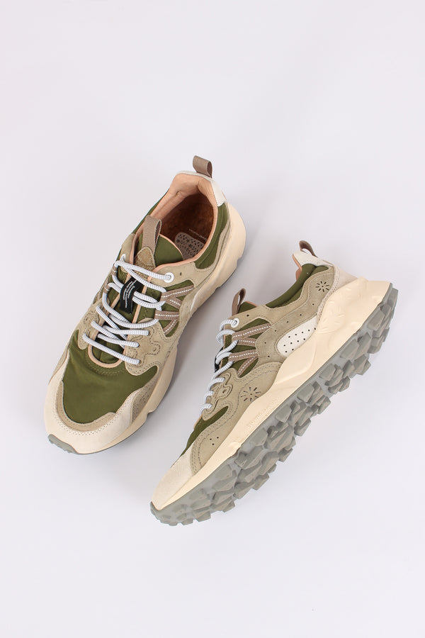 Sneakers Yamano Suede Nylon Off White/green-2