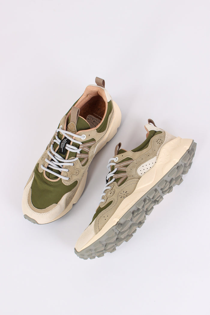 Sneakers Yamano Suede Nylon Off White/green-2