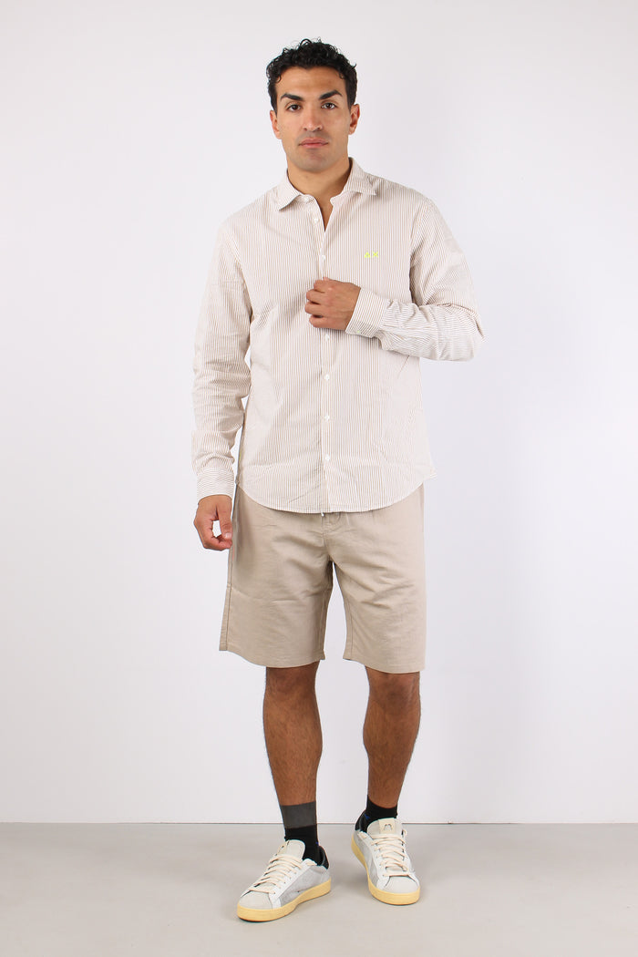 Camicia Fancy Riga Beige/bianco-4