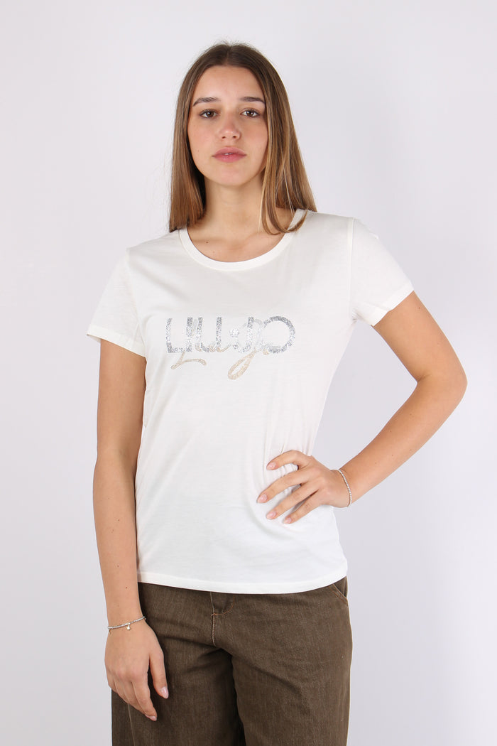 T-shirt Logo Oro Bianco/liujo-2