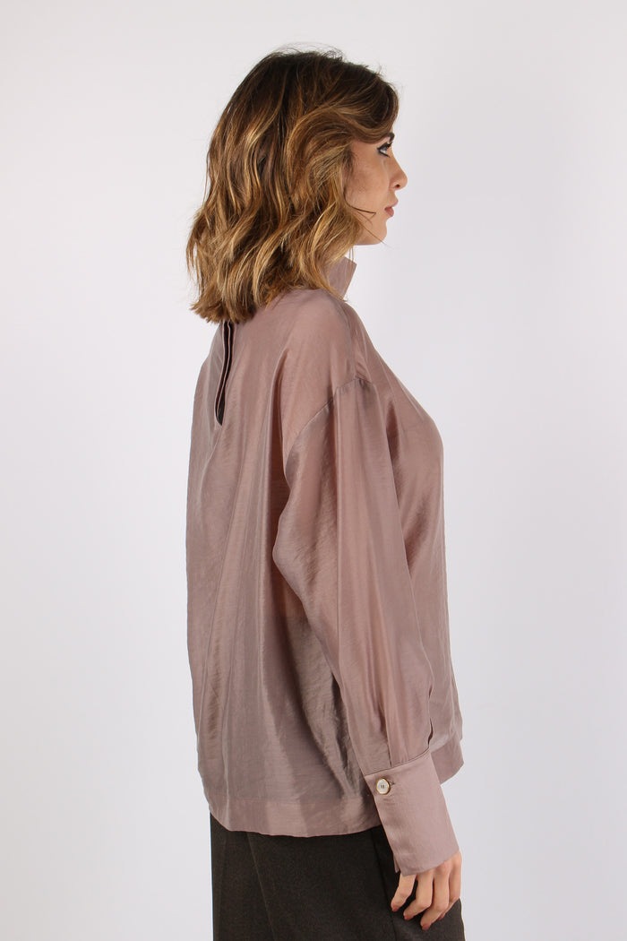 Blusa Collo Alto Polsino Dusty  Orchid-7