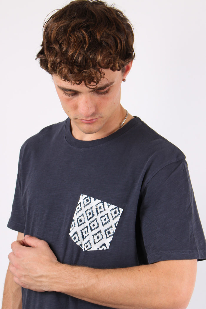 T-shirt Taschino Stampa Etnica Navy-6