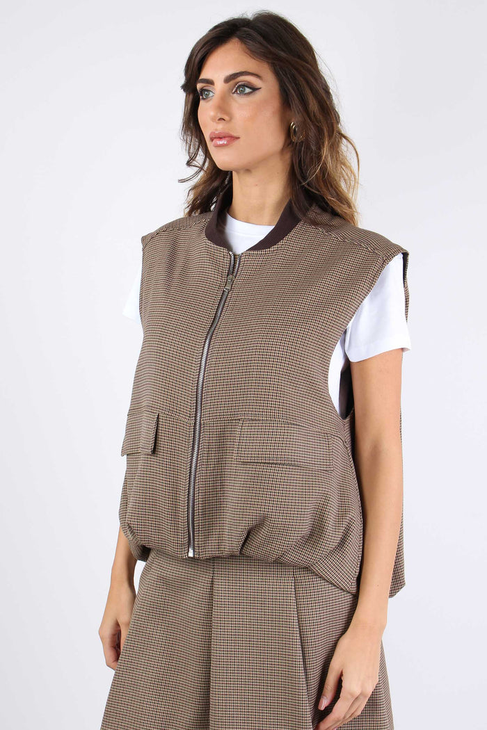 Gilet Foderato Arriccio Fondo Micro Check-2