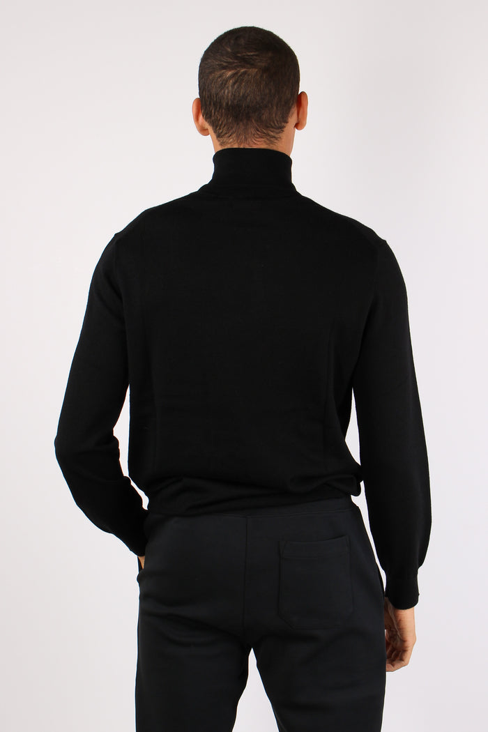 Maglia Collo Alto Lana Merinos Polo Black-4