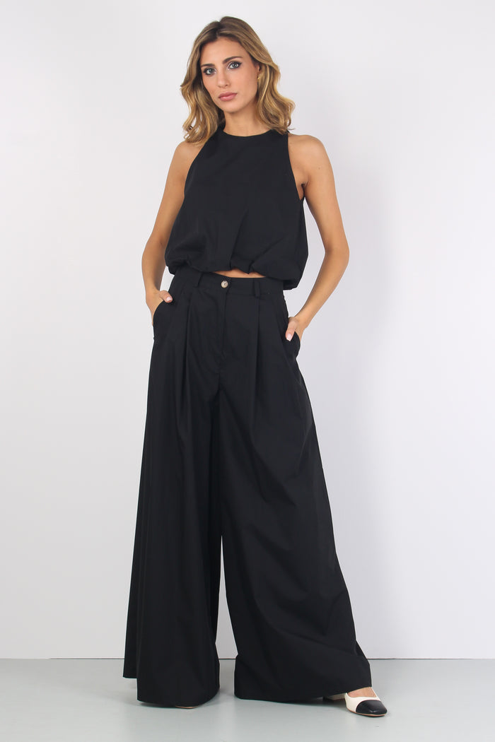 Pantalone Largo Cotone Pences Nero