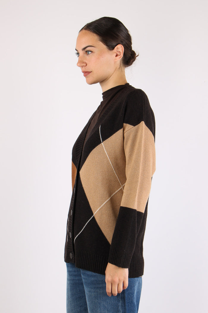 Cardigan Bottoni Intarsio Ebano-6