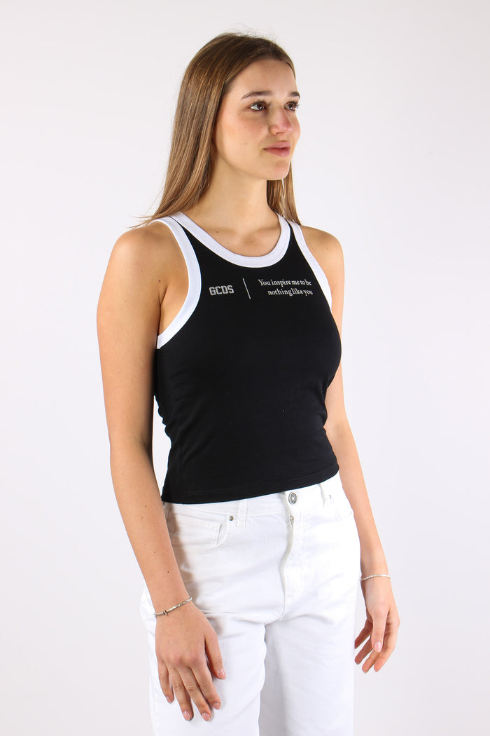 Top Costina Profilo Contrasto Black/white-8