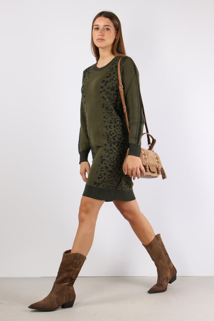 Abito In Maglia Macula Lurex Olive/nero-2