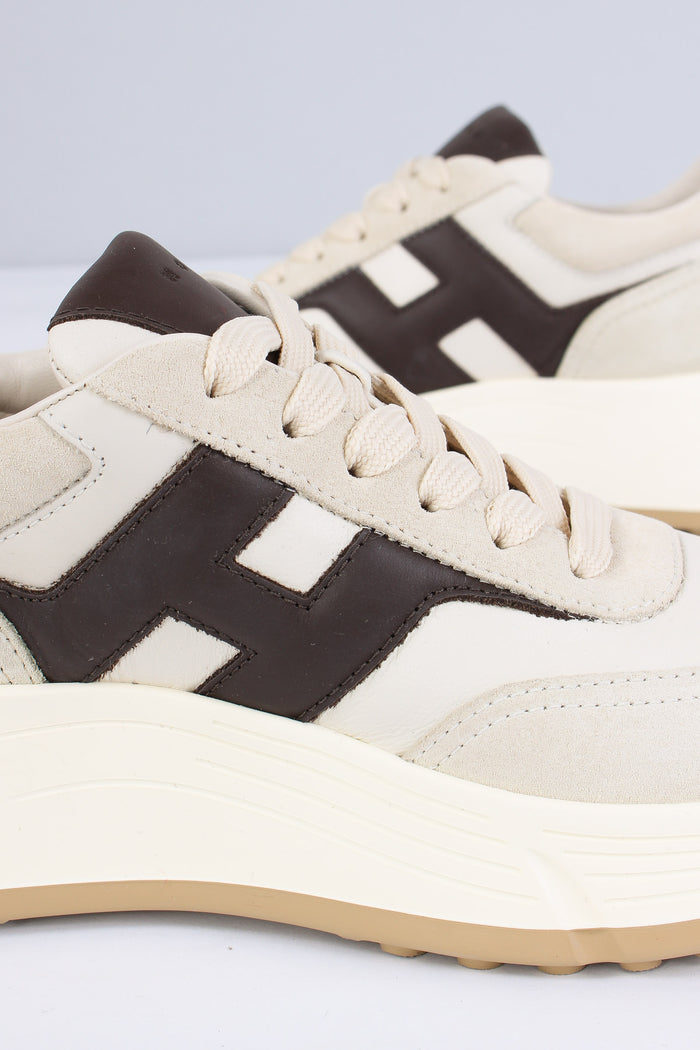 Sneaker Scamosciata Platform Avorio/marrone-6