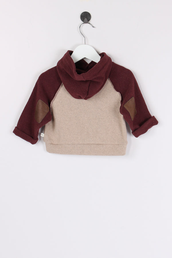 Maglia Cotone Cappuccio Tortora/bordeaux-2