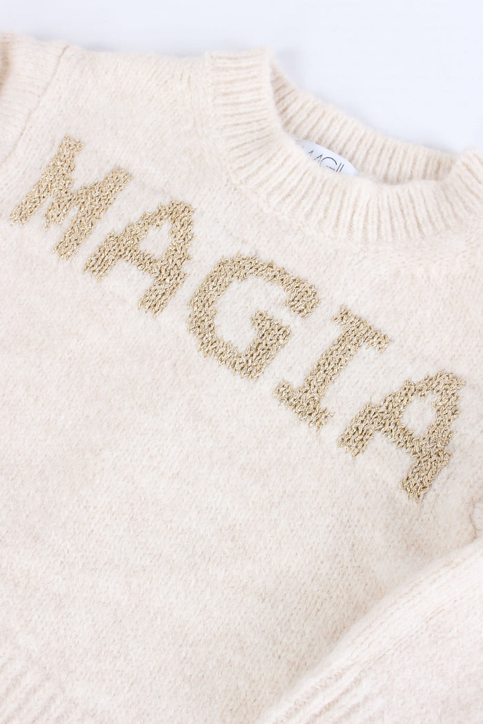 Pullover Scritta Migia Lurex Panna/oro-4