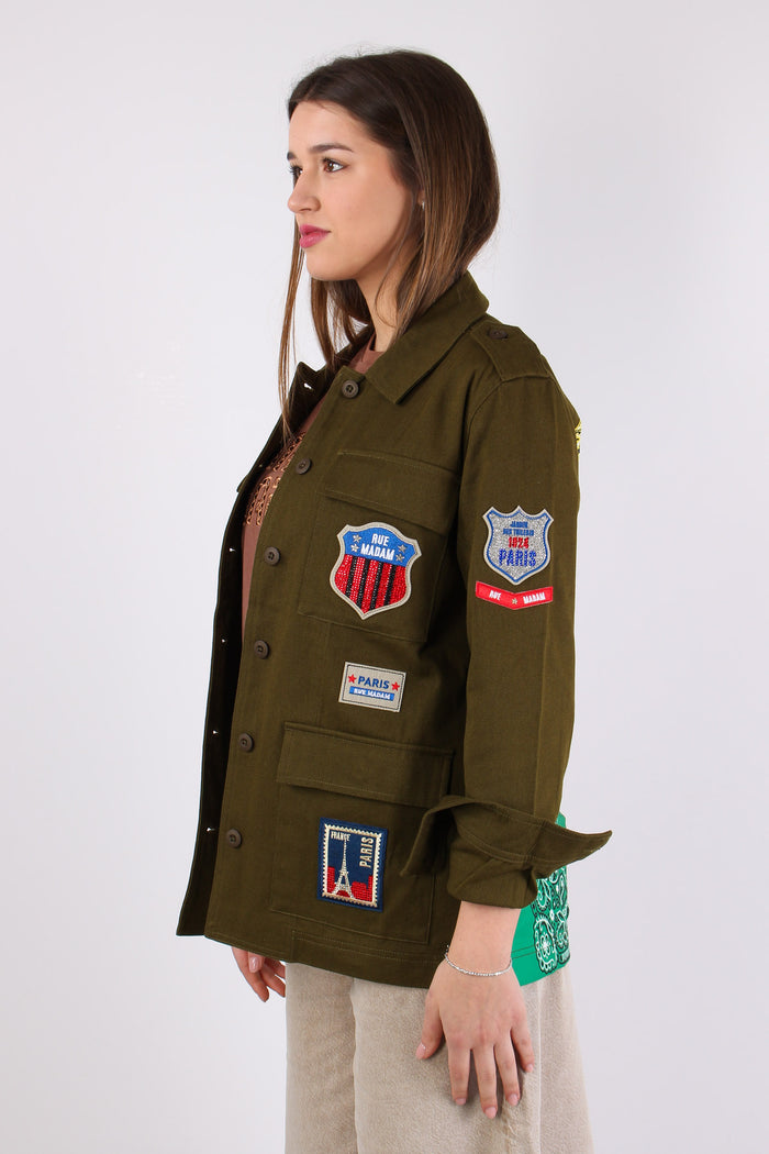 Giacca Over Fantasia Patch Military Green-4