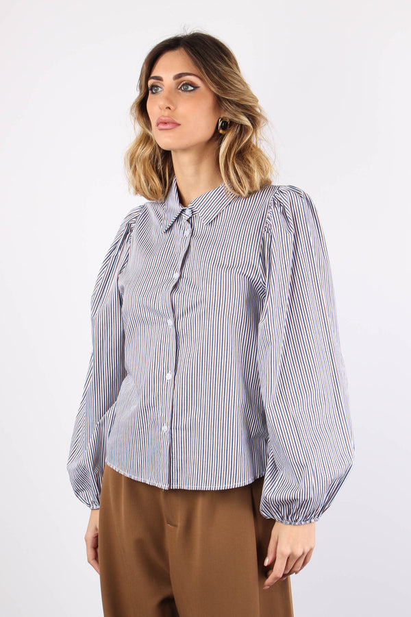 Camicia Manica Sbuffo Azzurro/bianco-2