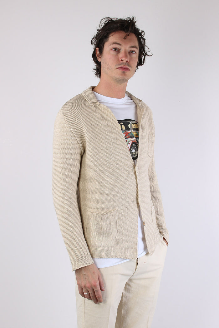Giacca In Maglia Beige-6