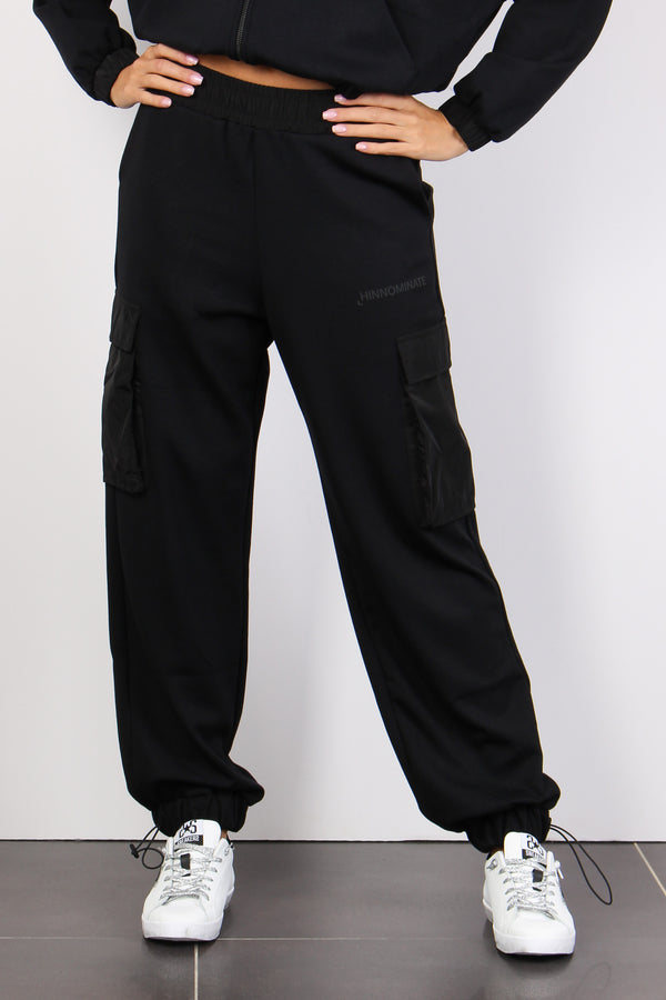 Pantalone Modal Tasche Nylon Nero-2