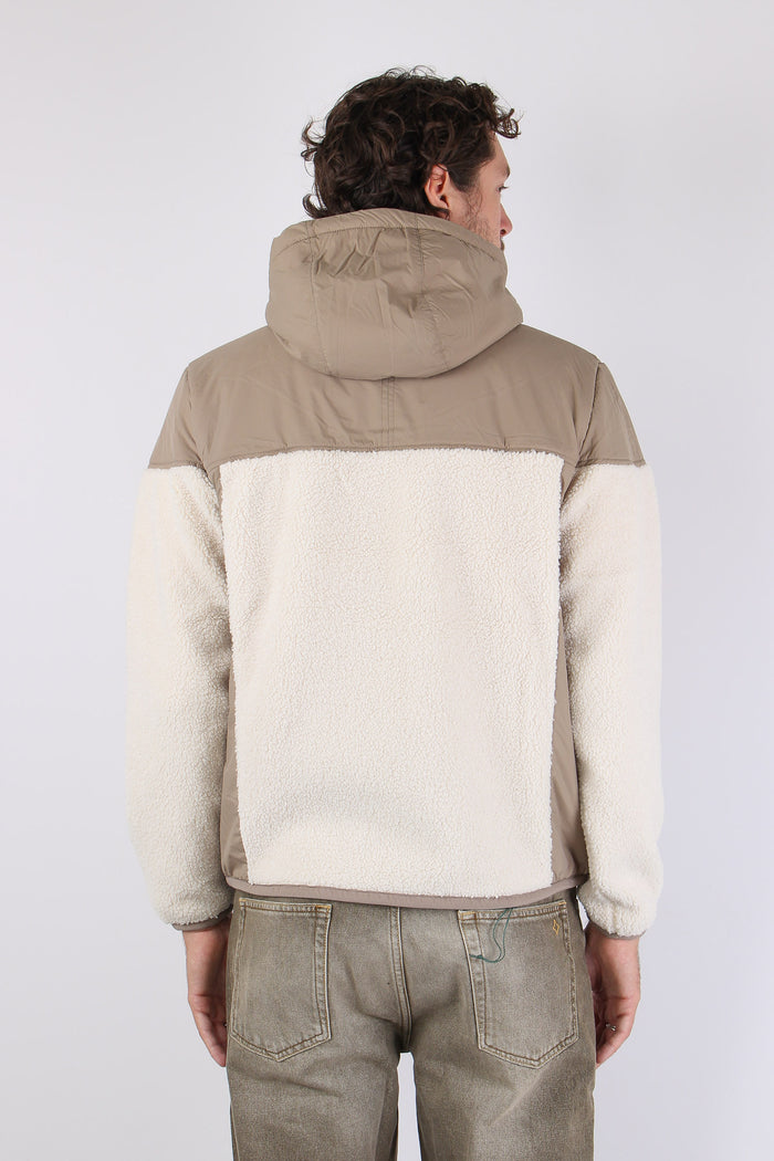 Giubbotto Cappuccio Inserto Teddy Beige/ecru-5