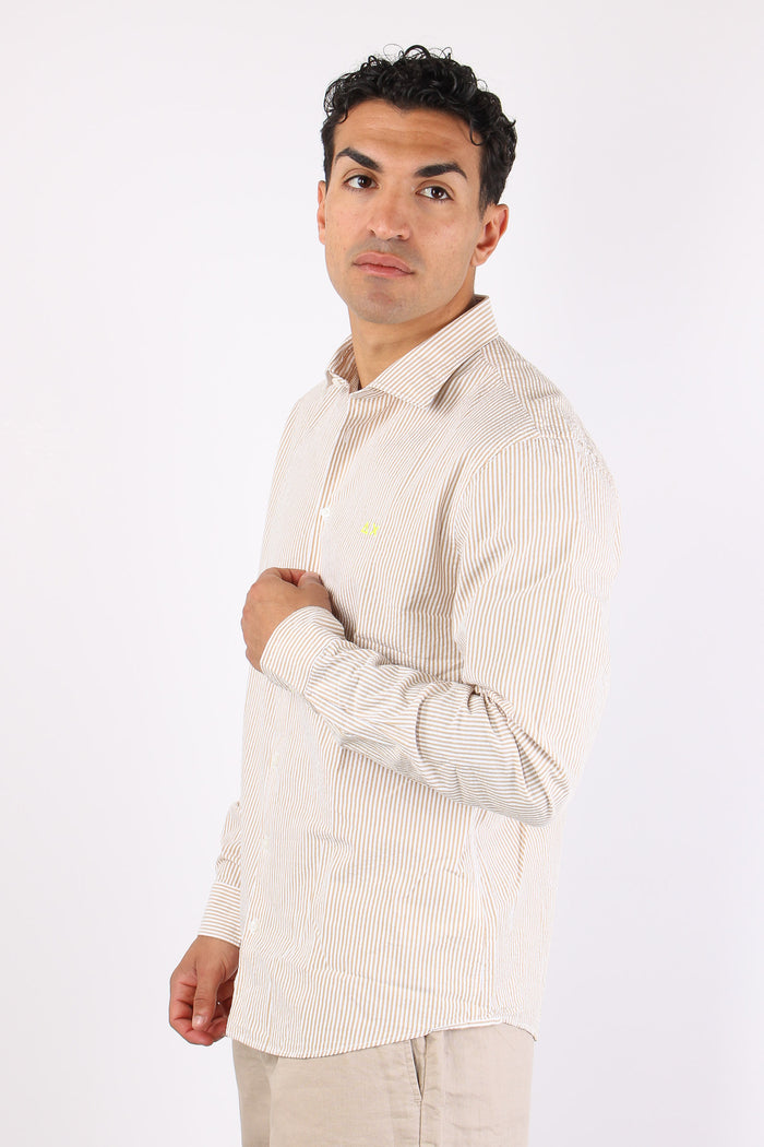 Camicia Fancy Riga Beige/bianco-7