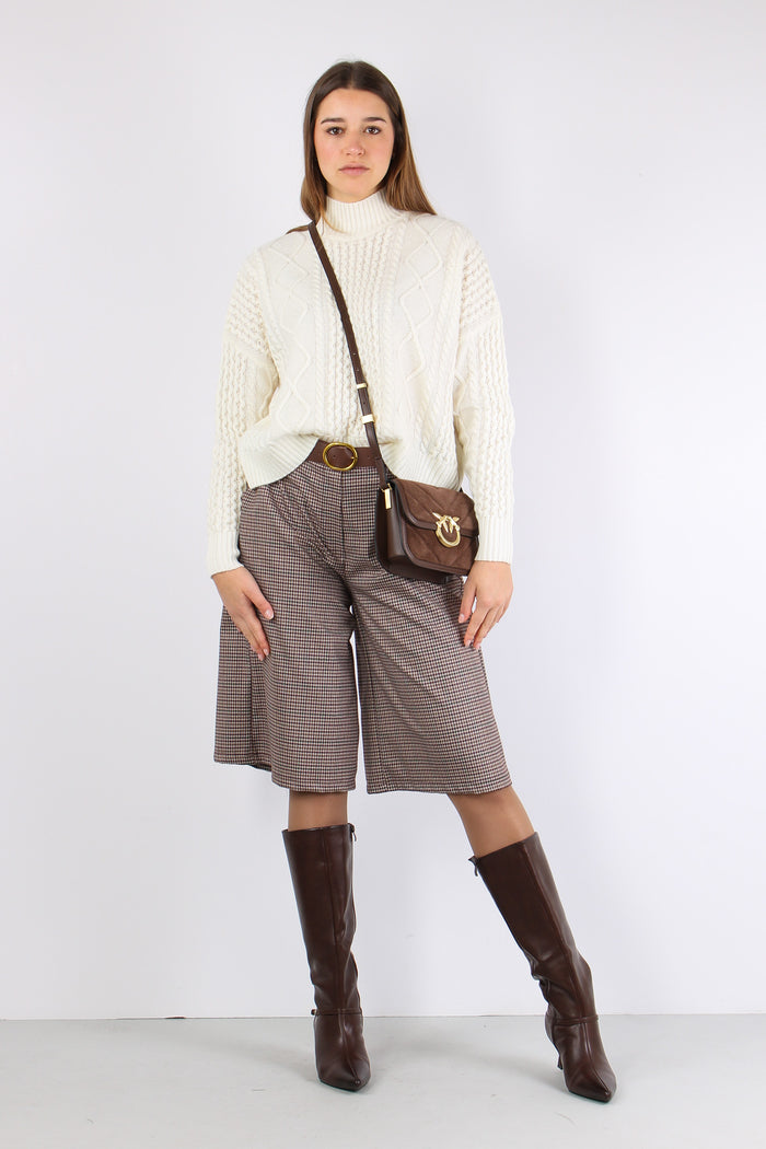 Bermuda Check Cintura Bordeaux/cammello