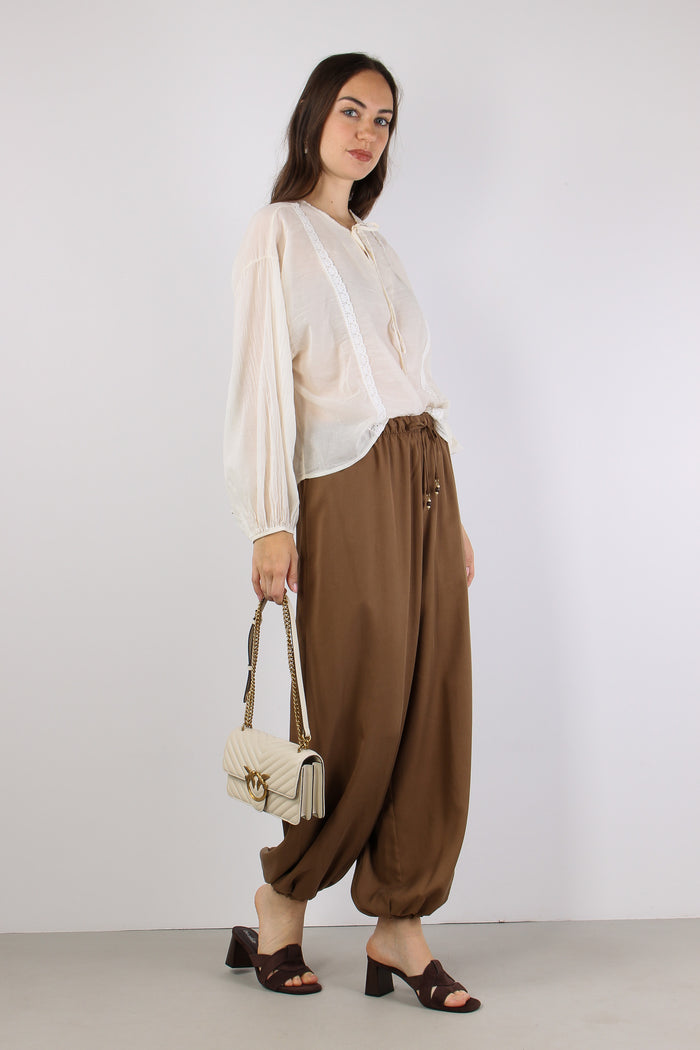 Blusa Mussola Inserto Macrame Burro-7