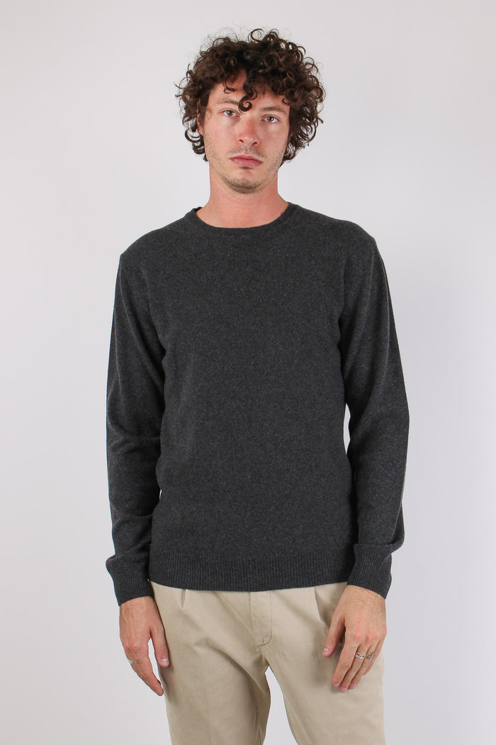 Maglia Girocollo Rasato Misto Lana Antracite-6