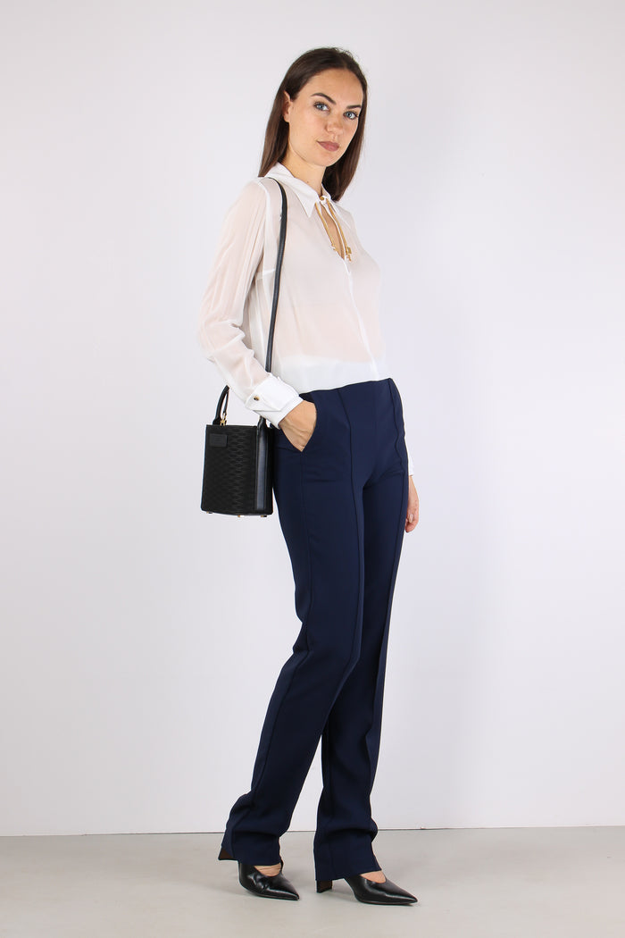 Pantalone Slim Fit Crepe Blu Notte-5