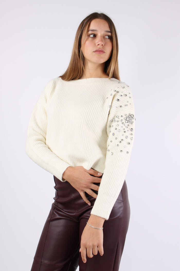 Maglia Applicazioni Strass Star White-3