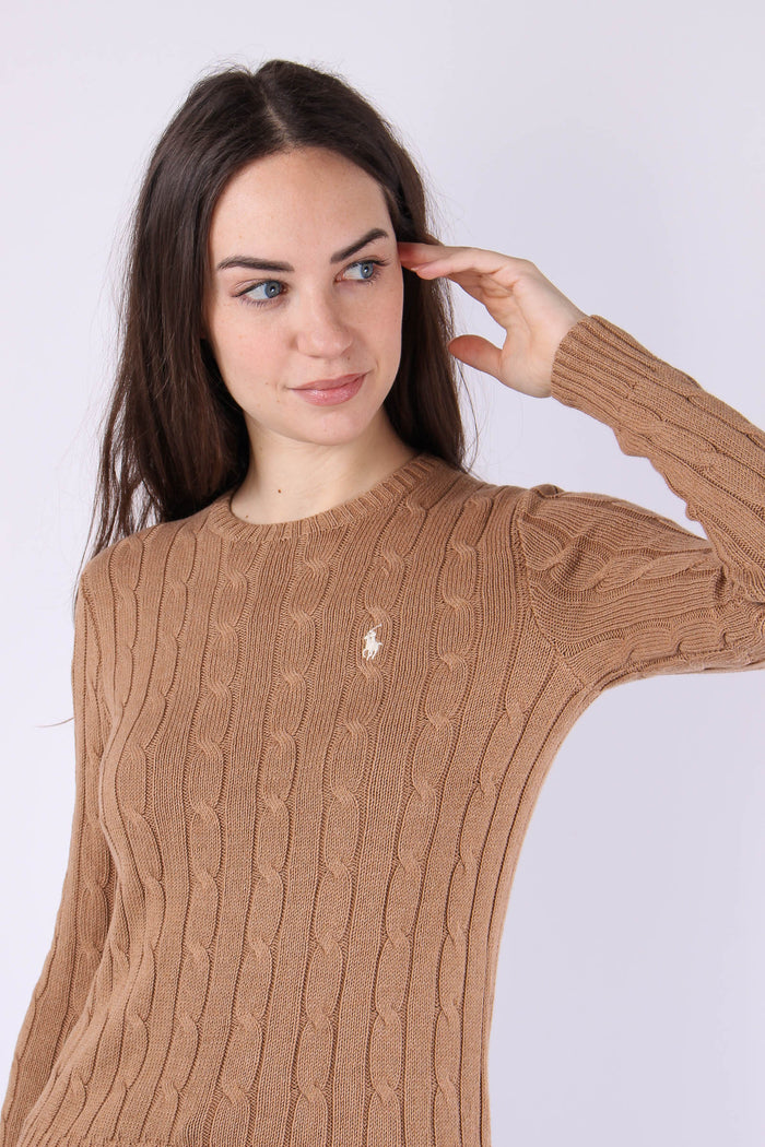 Pullover Trecce Cotone Camel Melange-7