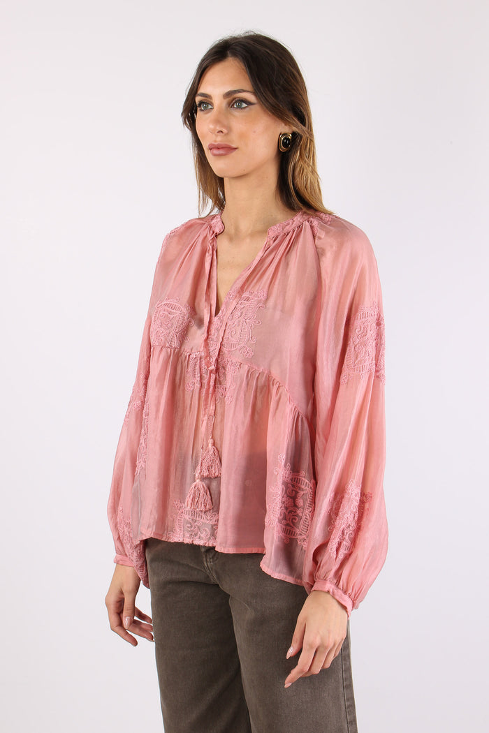 Blusa Ricami Nappine Rosa-5